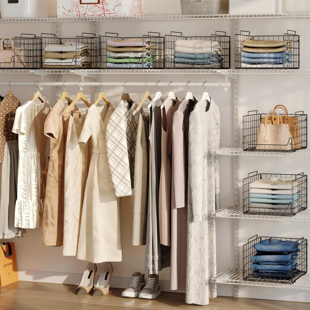 Black 5-Tier Foldable Metal Wire Closet Storage Organizer
