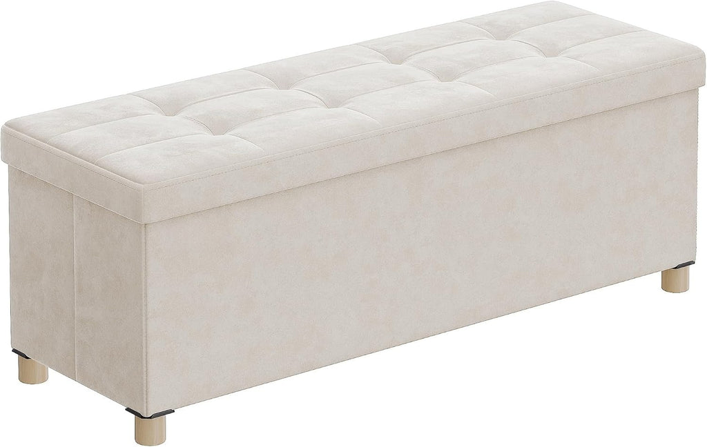 Velvet Folding Storage Ottoman Bench